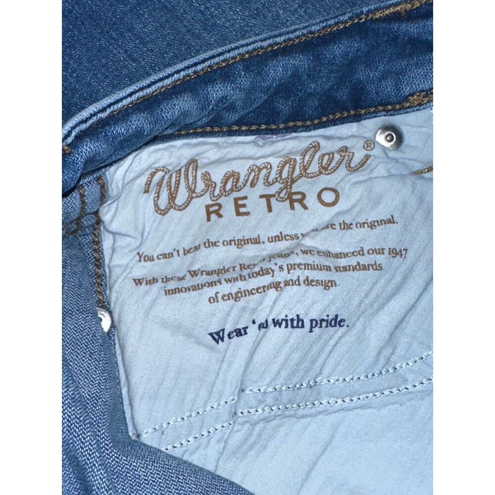 Wrangler Retro Blue Medium Wash High Rise Flare Jeans Stretch 5-Pocket 28x31 - Picture 7 of 12